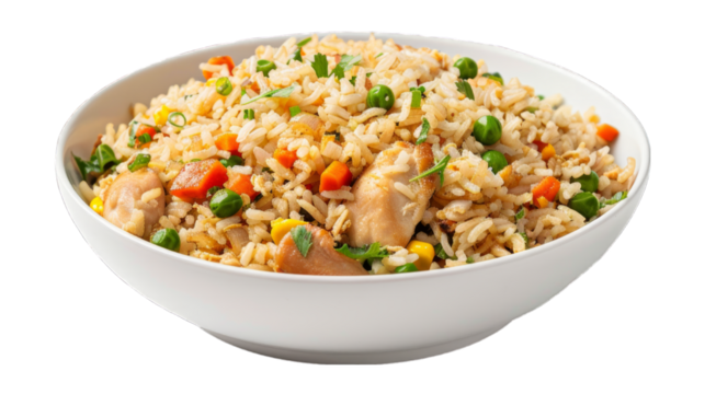 Fried rice on isolated on transparent png background. Generative ai