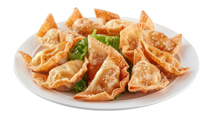 Wontons on isolated on transparent png background. Generative ai