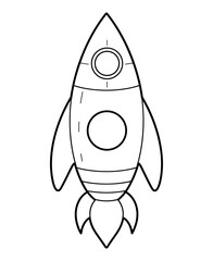 Cute and funny coloring page of a rocket. Provides hours of coloring fun for children. To color this page is very easy. Suitable for little kids and toddlers.