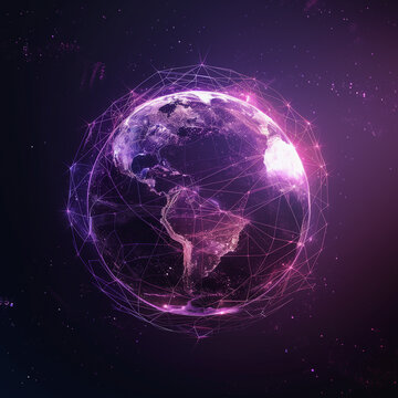 A 3D digital globe is presented with vibrant network connections, symbolizing global digital communication