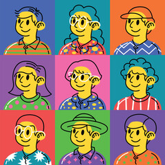 Avatar people set collection flat illustration