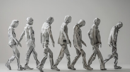 Obraz premium full-length figures of people from the newspaper. minimalist style. Generative AI