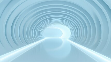 Obraz premium Futuristic Circular Tunnel with Soft Blue Lighting
