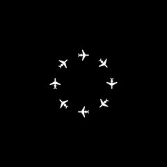 Plane circle icon isolated on dark background