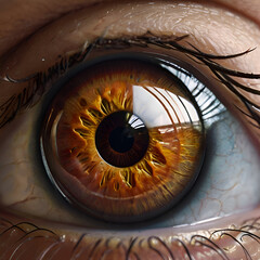 Close up of human eye. Human eye with iris. 3d rendering