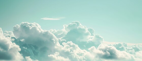 Peaceful Blue Sky with Sun-Kissed Clouds - obrazy, fototapety, plakaty