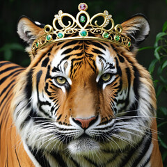 portrait of tiger with a crown
