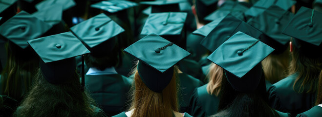 Graduates' Celebration with Academic Caps in Focus
