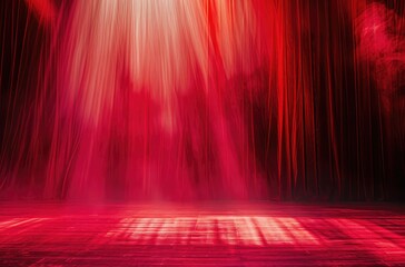 Dramatic Red Stage Curtains and Lighting Effect - obrazy, fototapety, plakaty