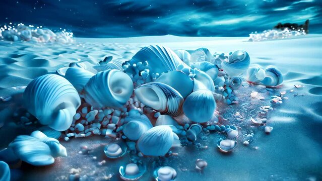 Dream landscape on a sandy beach with shells