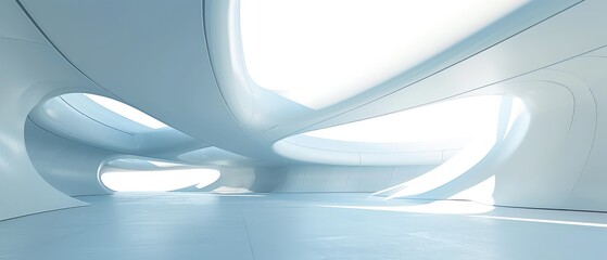 Contemporary White Curved Space Interior Design