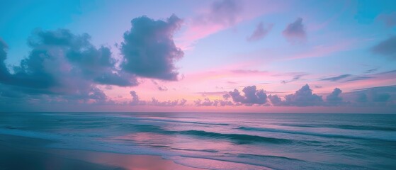 Fototapeta na wymiar Tranquil Dawn at Seaside with Colorful Sky