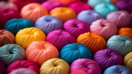 Fototapeta na wymiar Brightly colored yarn balls crafting creative texture
