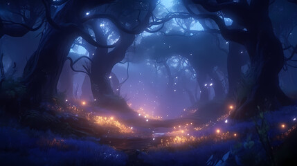 A magical and mysterious atmosphere like a fairy tale, the leaves are bathed in a dreamy light