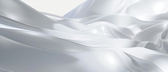 Elegant White Silk Fabric with Flowing Waves