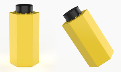 empty hexagonal plastic bottle isolated on a white backgrounds. 3d illustration.