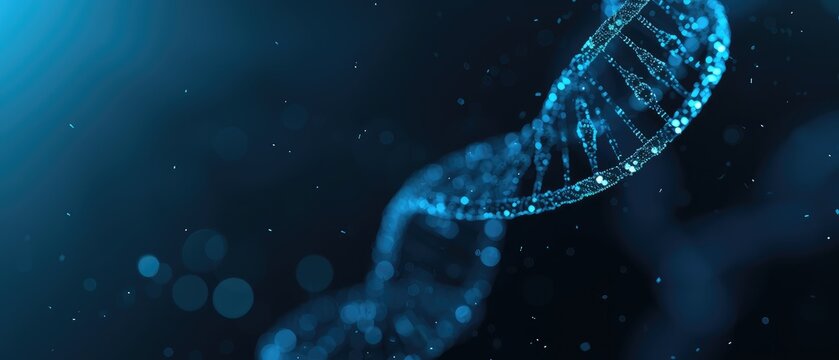 Glowing DNA Double Helix in a Dark Background