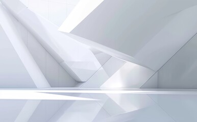 Futuristic White Geometric Abstract Interior Design