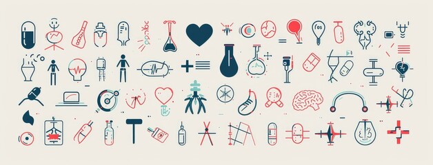 Collection of Medical and Science Icons and Symbols