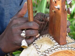 Kora - traditional African string instrument - obrazy, fototapety, plakaty
