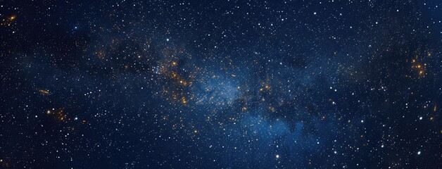 Starry Night Sky with Milky Way Galaxy Panorama - obrazy, fototapety, plakaty