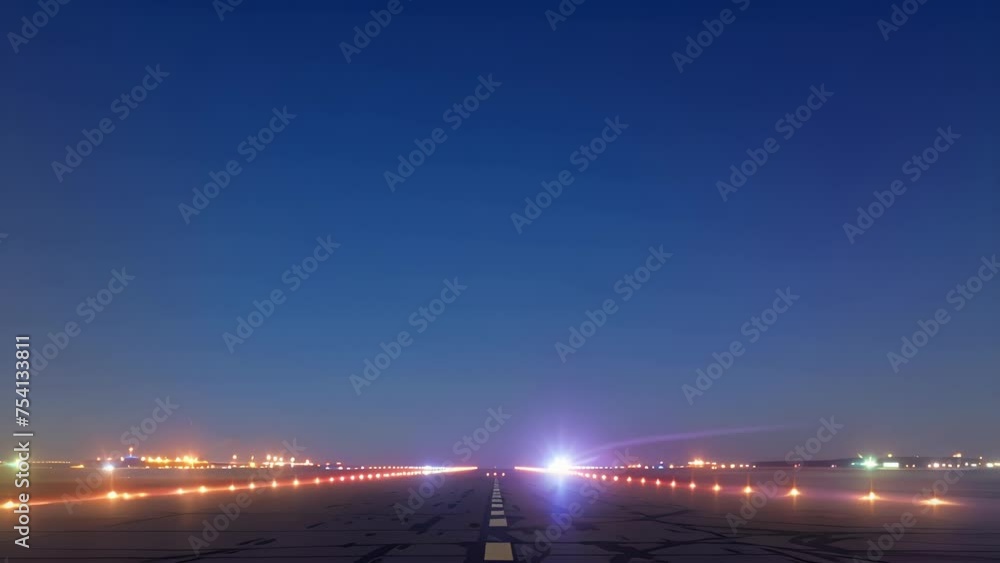 Poster the glow of runway lights guiding planes towards the sky creating a mesmerizing contrast against the