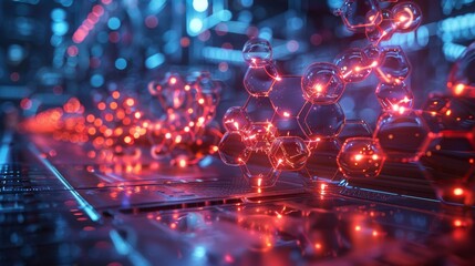 Neon-lit dangerous chemical compounds in a futuristic setting