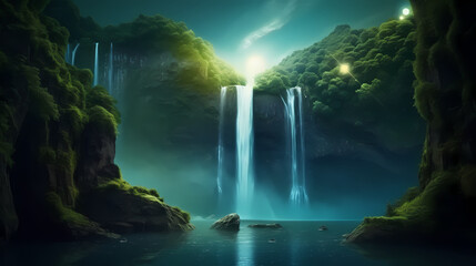 Fototapeta na wymiar Beautiful waterfall in the forest