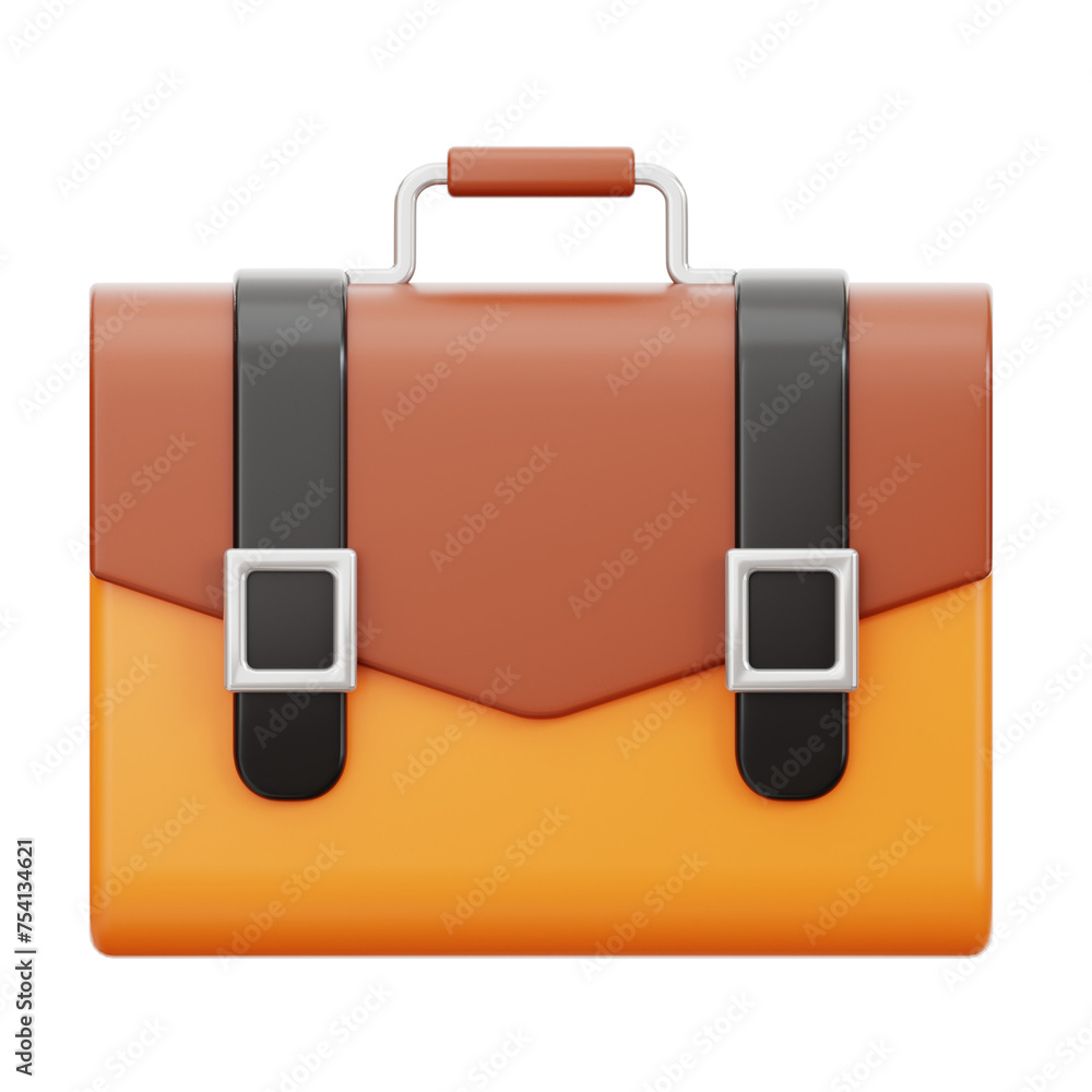 Poster 3d briefcase model portable professionalism. 3d illustration, 3d element, 3d rendering. 3d visualiza