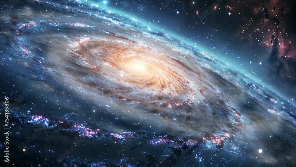 Wall mural space background concept. a view from space to a spiral galaxy and stars. seamless looping overlay 4