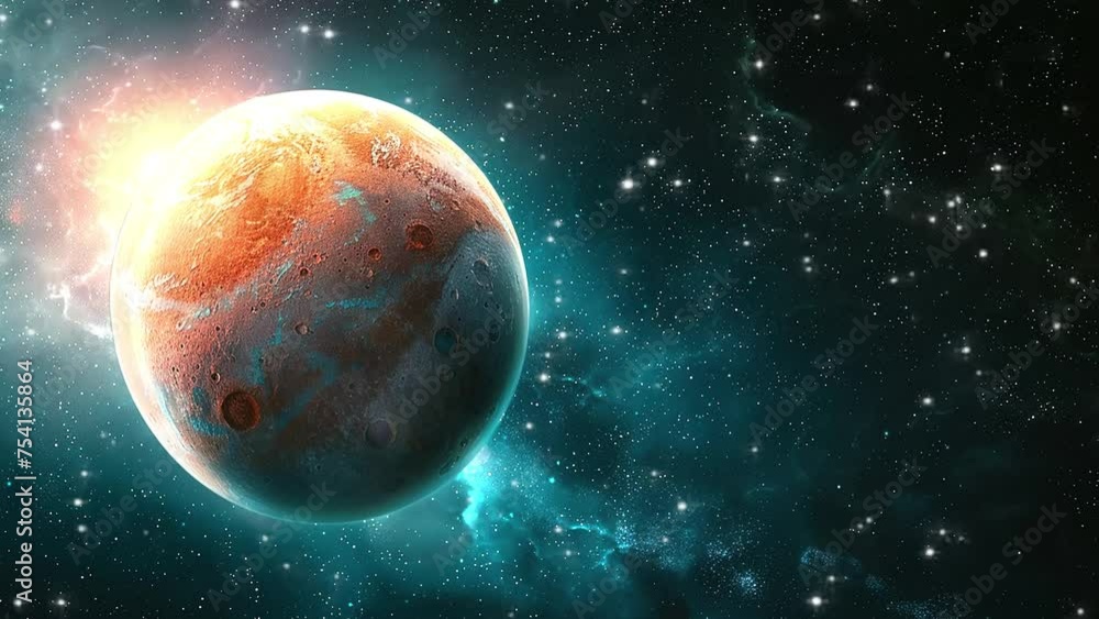 Canvas Prints distant planet. universe space background with planet illustration. seamless looping overlay 4k virt