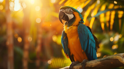 blue and yellow macaw ara - obrazy, fototapety, plakaty