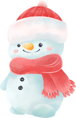 cute snowman, illustration on white background
