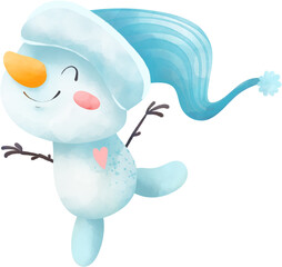 cute snowman, illustration on white background