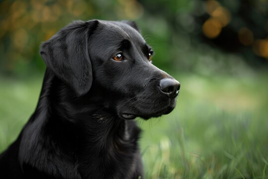 Black Labrador Retriever Sitting on Isolated Background in High Resolution Photograph