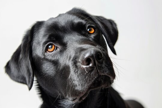 Black Labrador Retriever. Beautiful Canine Animal in a Domestic Setting, Isolated on White Background