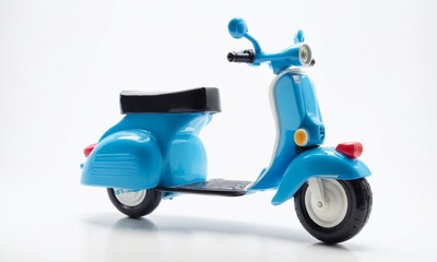 Classic blue scooter isolated on white background. 3d rendering.