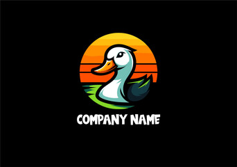 Obraz premium duck logo design on a black background