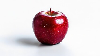 A single apple stands out against a pristine white background. Perfect for minimalist compositions and healthy eating concepts.