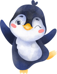 cute penguin, illustration on white background