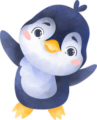 cute penguin, illustration on white background