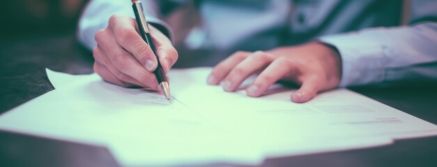 Close-Up of Business Professional Signing a Document