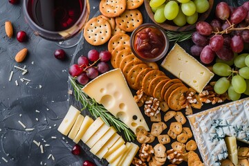 Balance the tangy allure of cheese with the crisp snap of crackers in a symphony of flavor.