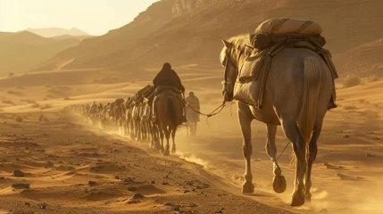 Fotobehang camels in the desert © Zia