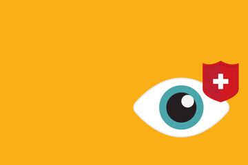 Eyesight protection. Vector illustration of human eye with guard shield.	