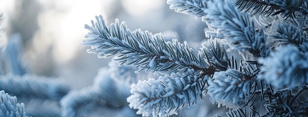 Frosty Pine Branches in Winter Wonderland