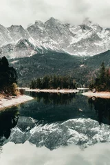 Washable wall murals Height scale lake in the mountains