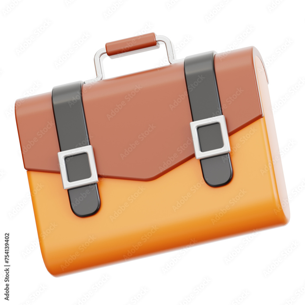 Poster 3d briefcase model portable professionalism. 3d illustration, 3d element, 3d rendering. 3d visualiza