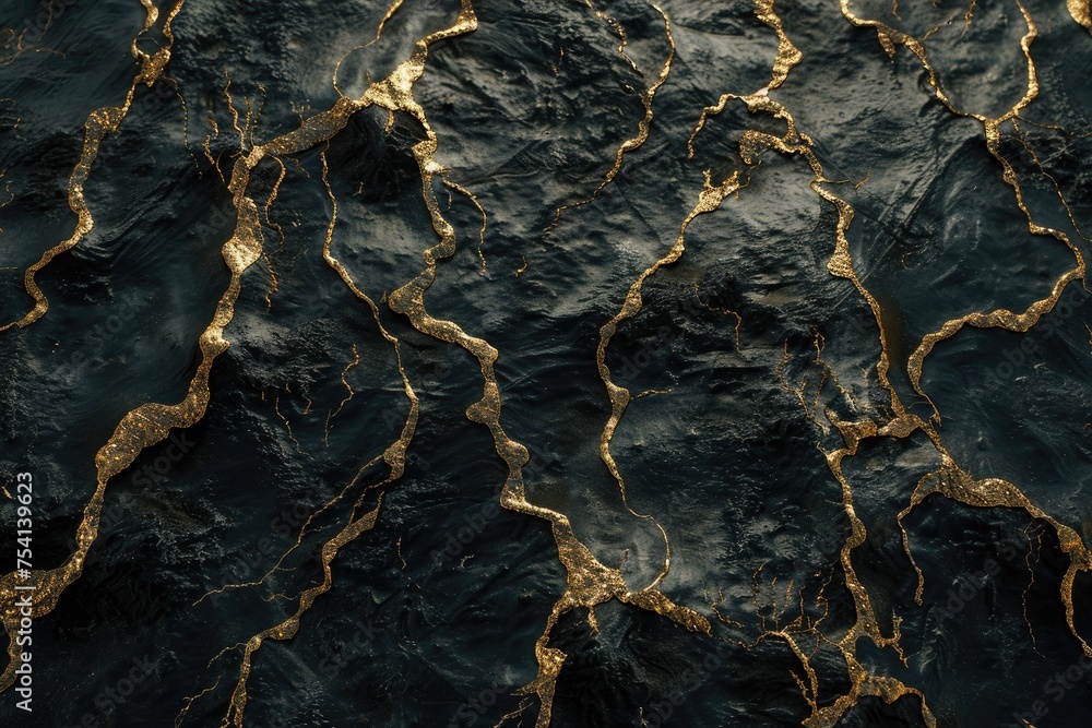 Aufkleber a textured background of black velvet with veins of liquid gold running through it, creating a rich 