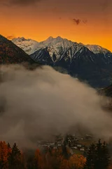 Peel and stick wall murals Height scale sunrise in the mountains